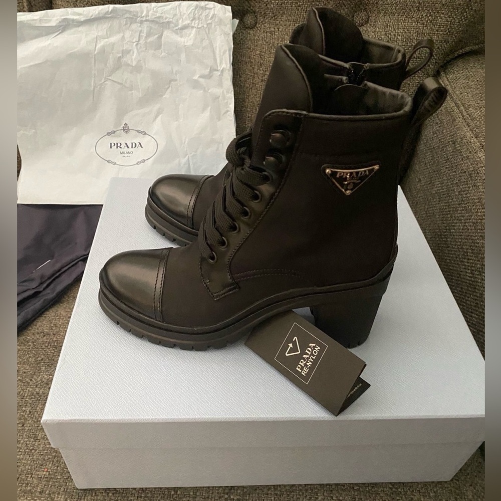 Prada Re-Nylon and leather booties spazzolato boots